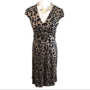 Kay Unger Leopard Ruched Dress Sz 4